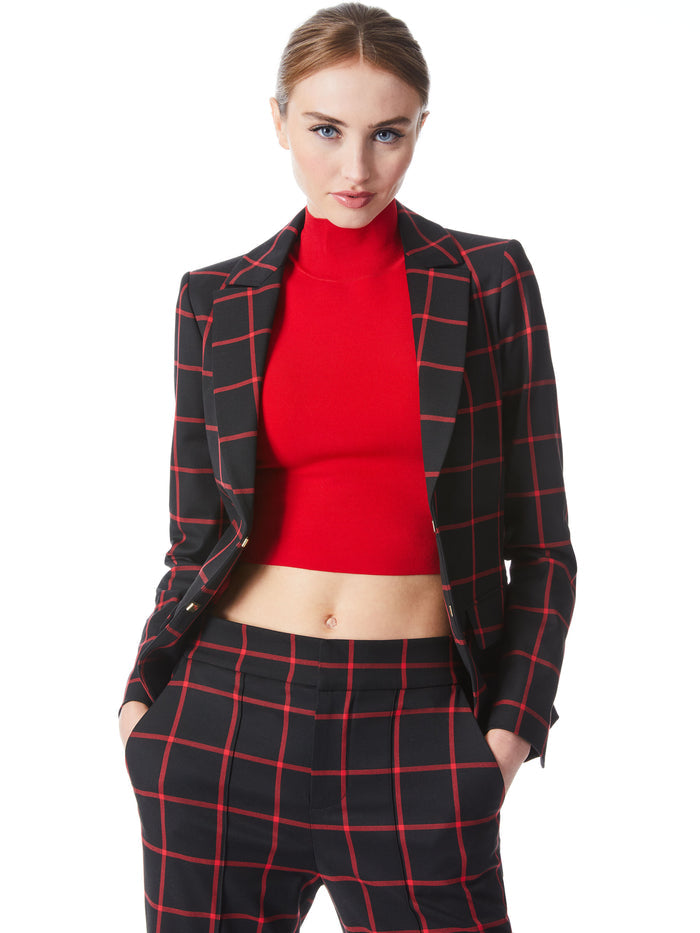 MYA NOTCH COLLAR BLAZER - BLACK/PERFECT RUBY