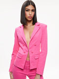 MYA NOTCH COLLAR FITTED DENIM BLAZER - CANDY