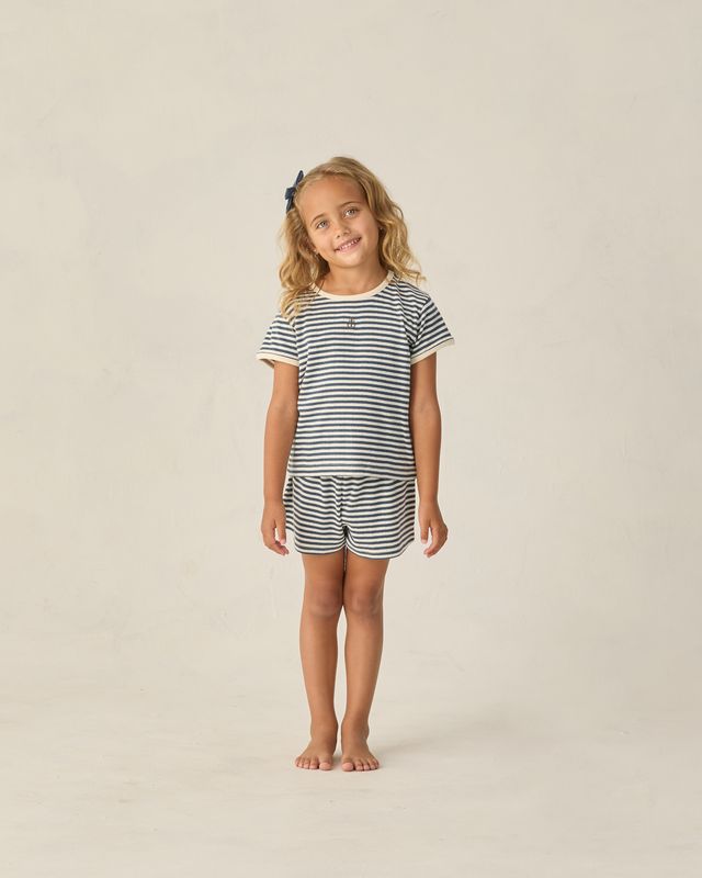 Navy Stripe Pointelle Shorts