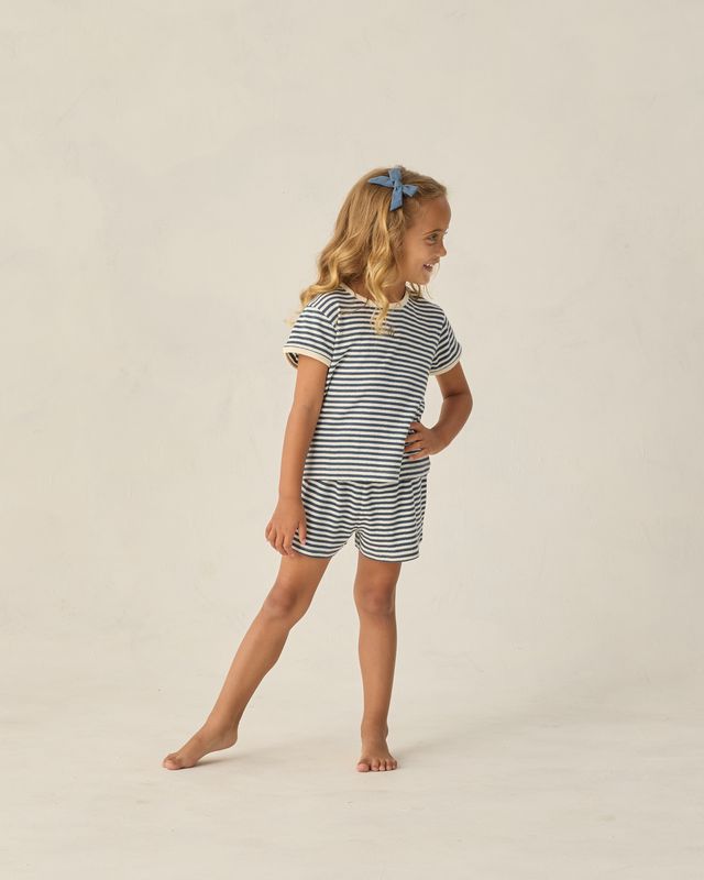Navy Stripe Pointelle Shorts
