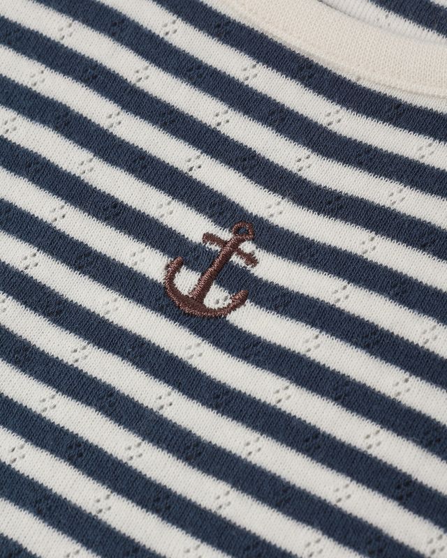 Navy Stripe Pointelle Tee
