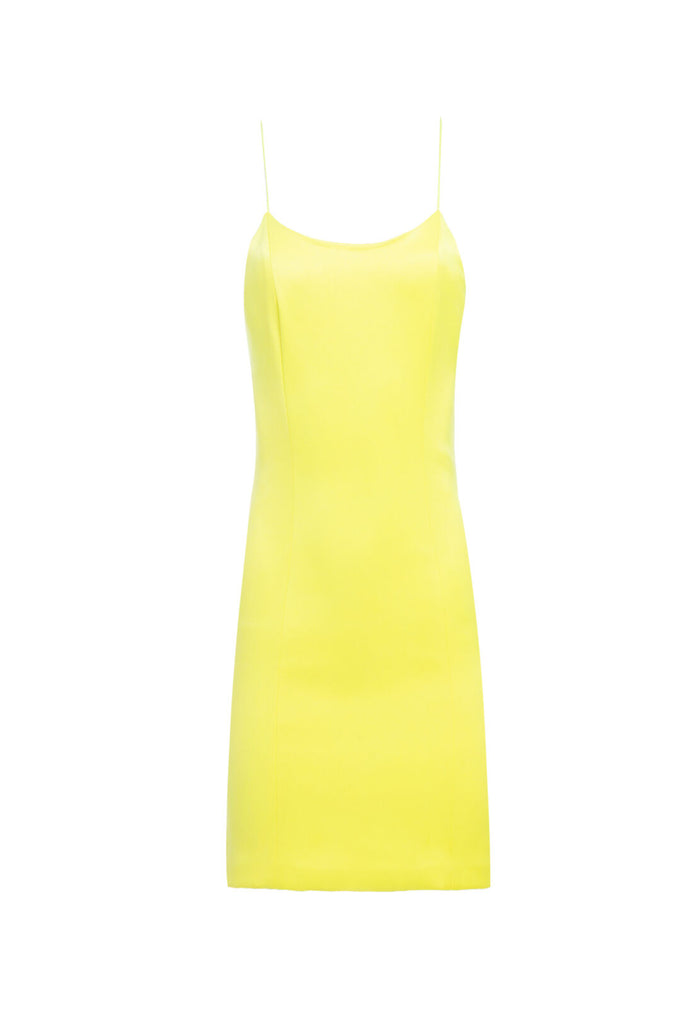 NELLE FITTED MINI DRESS - NEON YELLOW