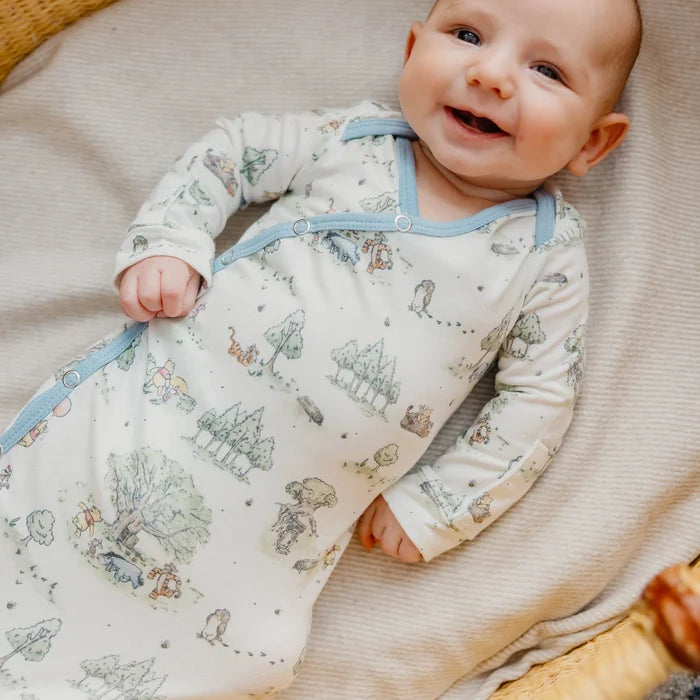 Newborn Knotted Gown- Hundred Acre Wood
