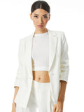 NIGEL SCRUNCHED CUFF BLAZER - OPTIC WHITE