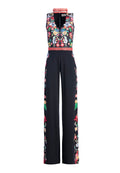 NILSA EMBELLISHED CHOKER JUMPSUIT - BLACK/MULTI