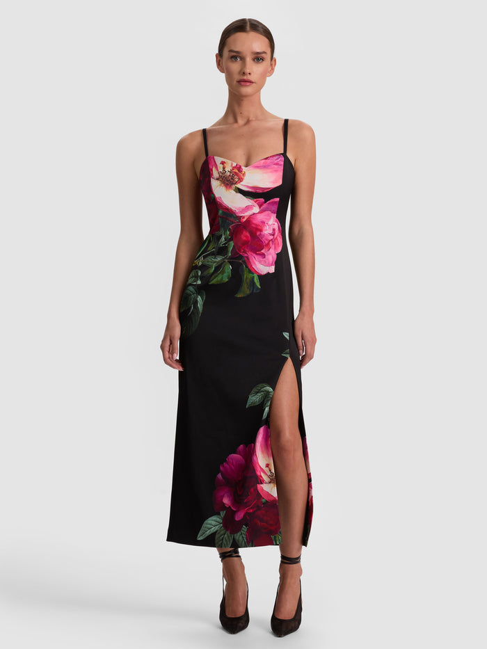 NINA MIDI DRESS - EMPRESS BLOOM BLACK