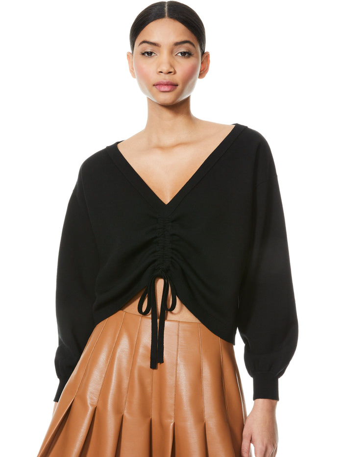 NORA REVERSIBLE DRAWCORD PULLOVER - BLACK