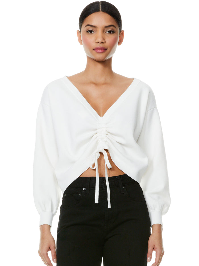 NORA REVERSIBLE DRAWCORD PULLOVER - SOFT WHITE
