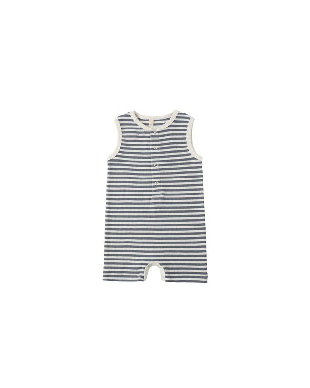 Ocean Stripe Ribbed Henley Romper