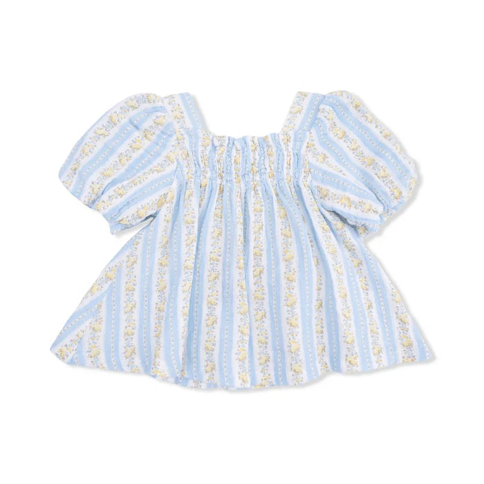 Odalys Floral Strip Puff Sleeve Dress