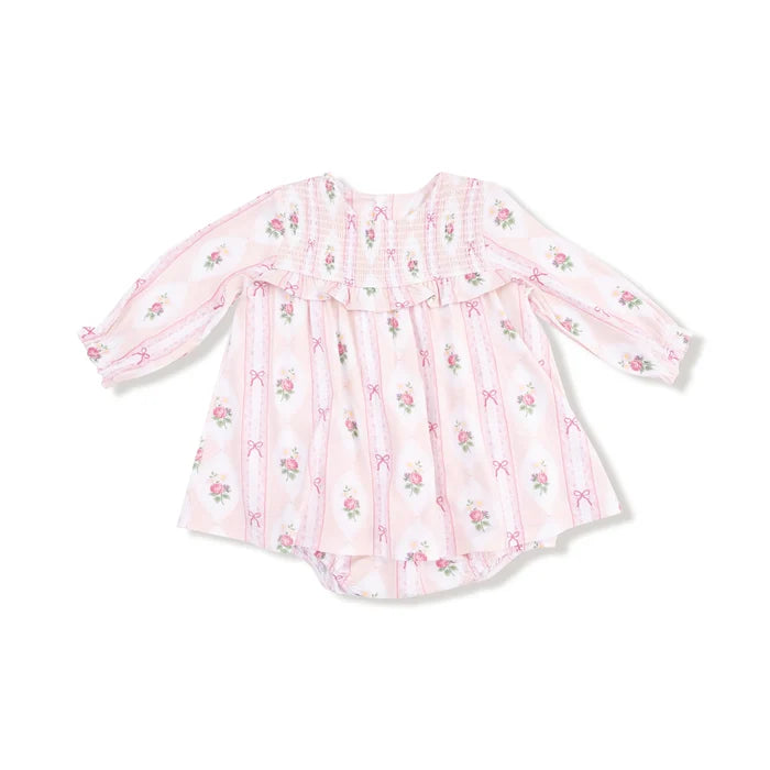 Ogee Lace Floral Long Sleeve Smocked Ruffle Bubble with Skirt