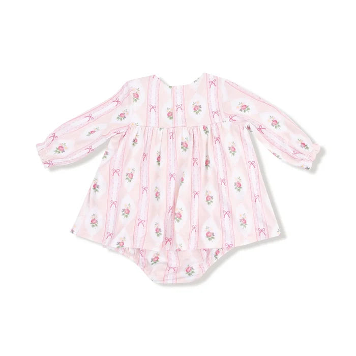 Ogee Lace Floral Long Sleeve Smocked Ruffle Bubble with Skirt
