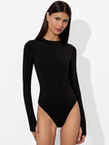 OLEA LONG SLEEVE BODYSUIT - BLACK