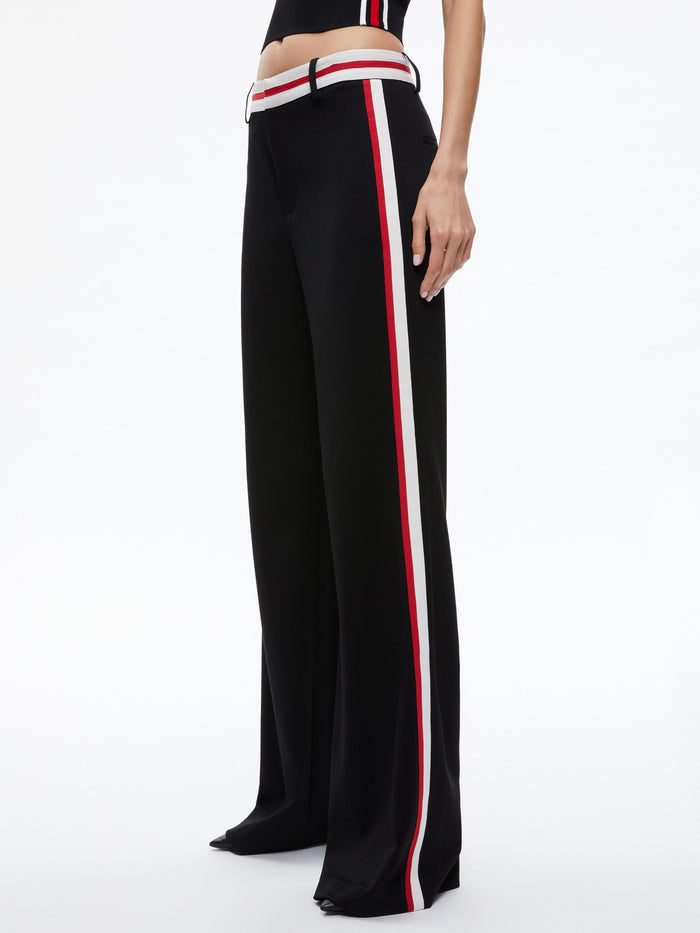 OLIVER WIDE LEG TROUSER - BLACK/PERFECT RUBY
