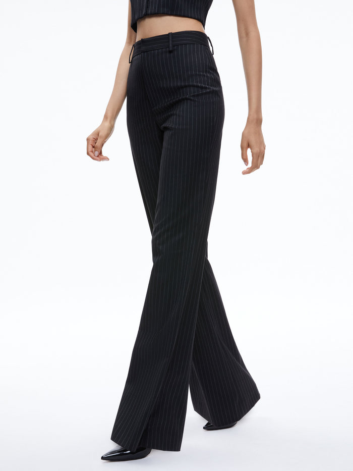 OLIVER WIDE LEG TROUSER - BLACK PINSTRIPE