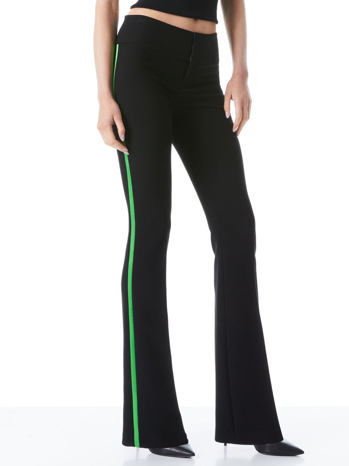 OLIVIA BOOTCUT PANT - BLACK/GARDEN GREEN
