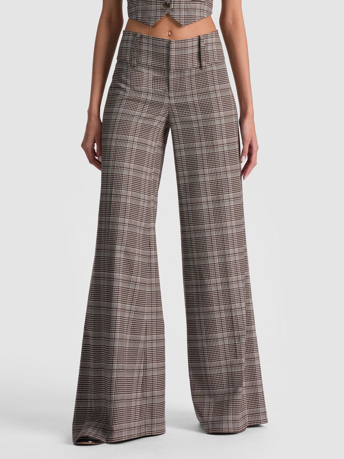OLIVIA PLAID WIDE LEG PANT - BLACK/OFF WHITE/DARK CHOCOLATE