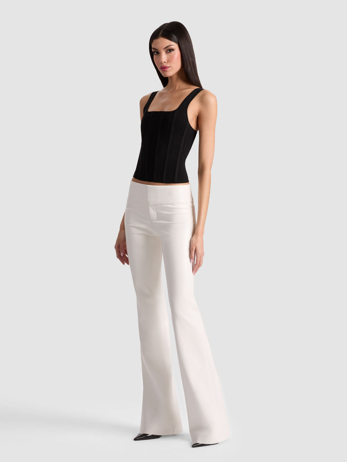 OLIVIA VEGAN BOOTCUT PANT - OFF WHITE