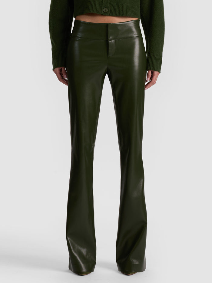 OLIVIA VEGAN BOOTCUT PANT - DARK OLIVE