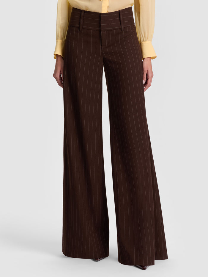 OLIVIA WIDE LEG PANT - DARK CHOCOLATE/OFF WHITE