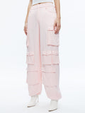 OLYMPIA MID RISE BAGGY CARGO PANTS - PINK LACE