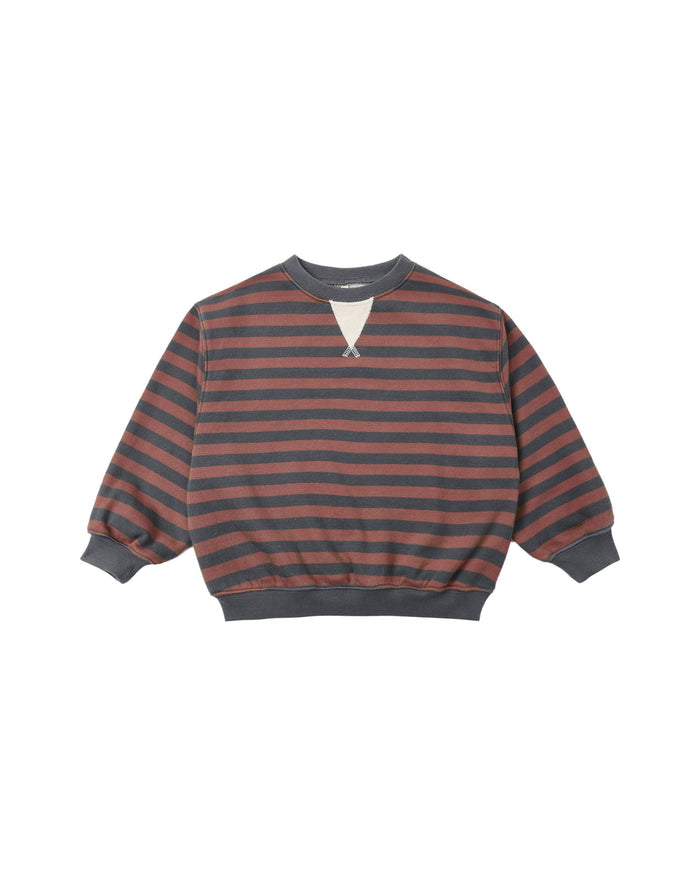 Oversized Crew - Mulberry Stripe