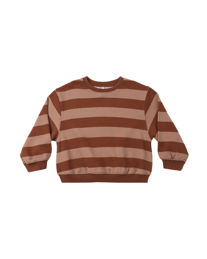 Oversized Sweatshirt- Brick + Clay Stripe
