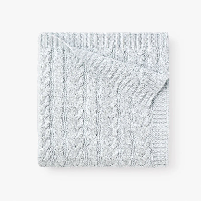 Pale Blue Horseshoe Cable Baby Blanket