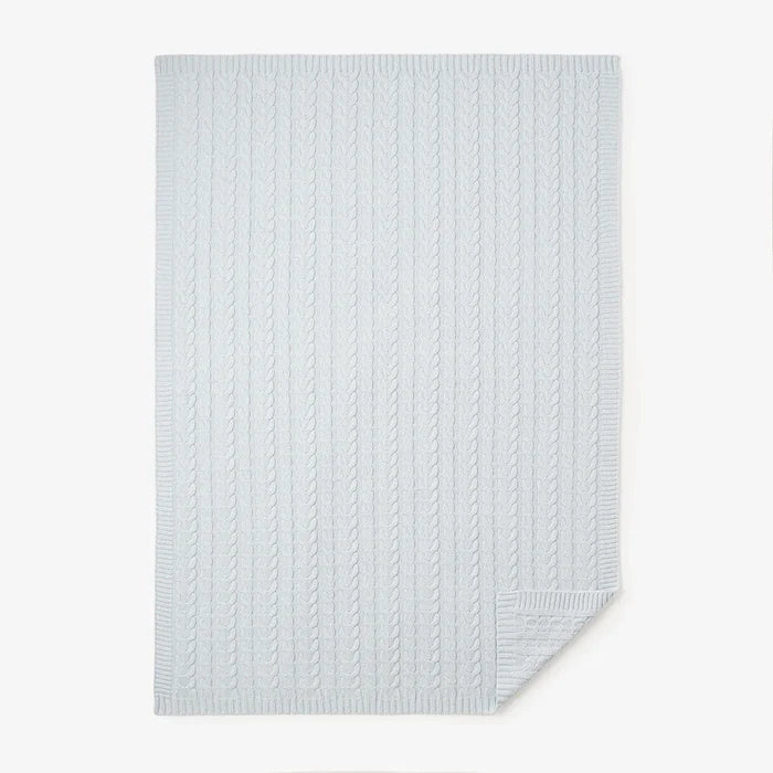 Pale Blue Horseshoe Cable Baby Blanket
