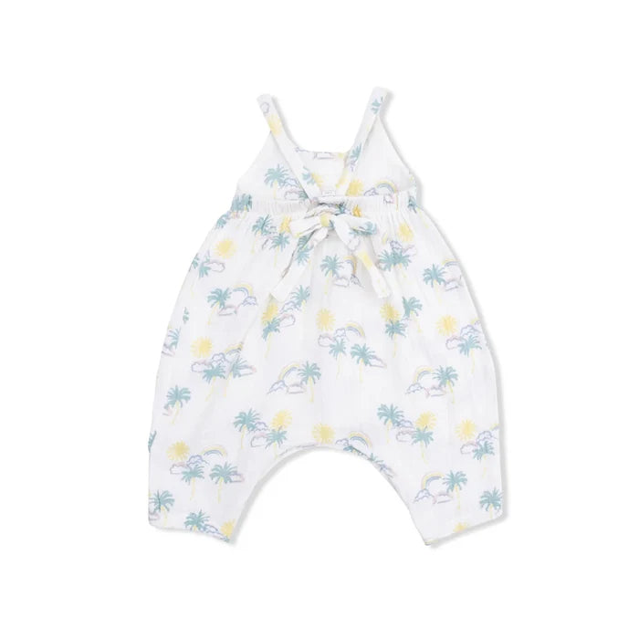 Palm Trees and Rainbows Tie Back Romper