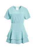 PALMIRA TIE BACK MINI DRESS - DUSTY AQUA