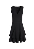 PALMIRA V NECK RUFFLE DRESS - BLACK