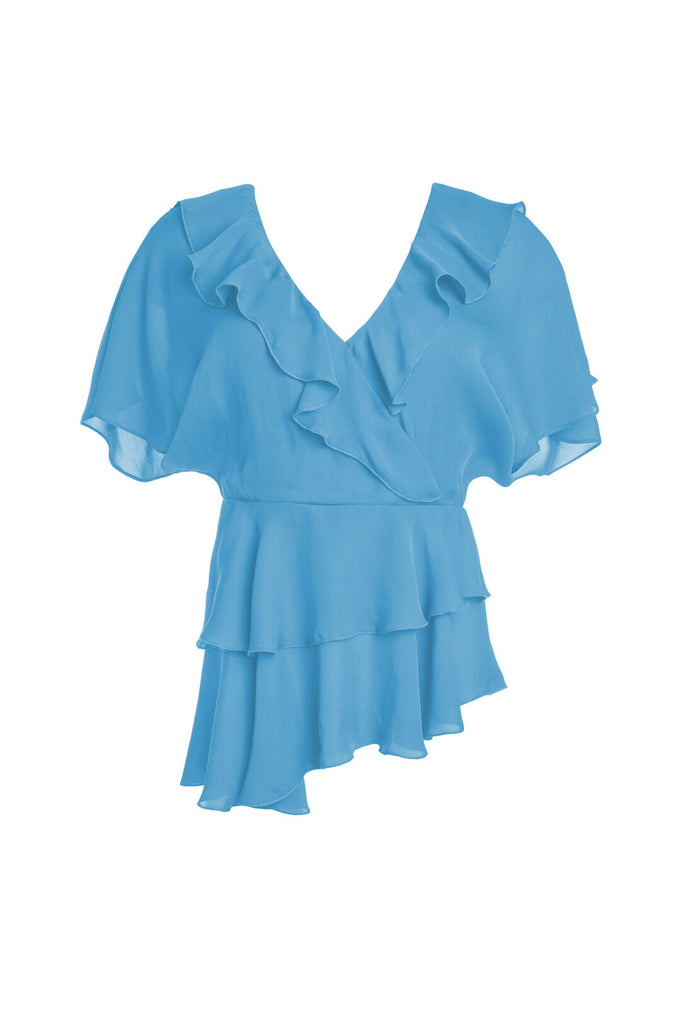 PANDORA RUFFLE TIER BLOUSE - PEACOCK
