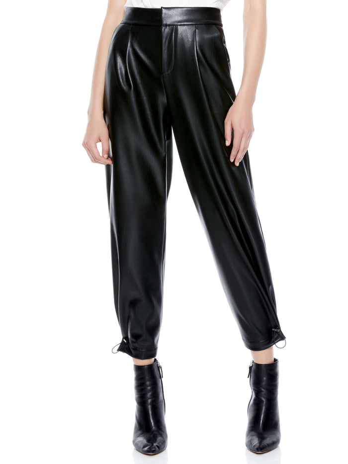 PARIS VEGAN LEATHER TOGGLE JOGGER - BLACK