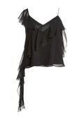 PAULINA ASYMM RUFFLE TANK - BLACK
