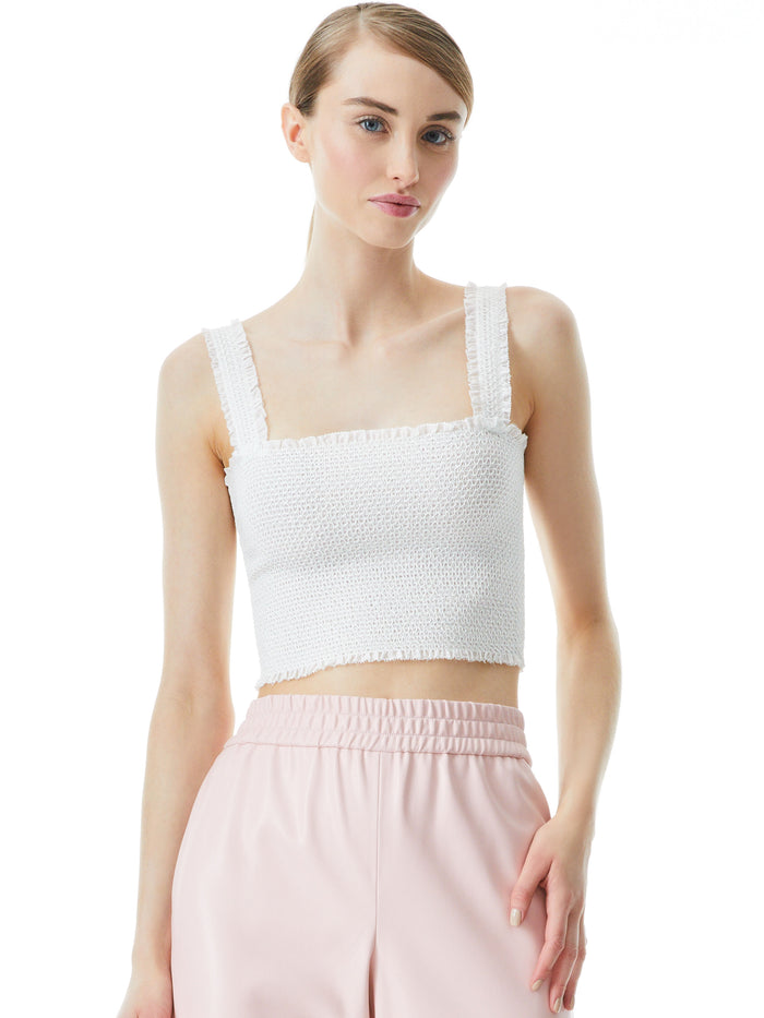 PENELOPE SMOCKED CROP TOP - OFF WHITE
