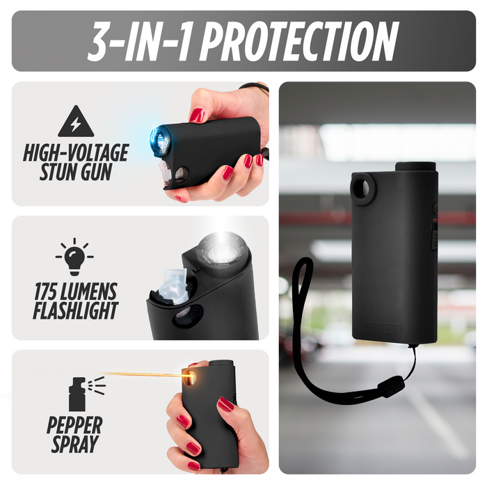 Pepper Spray With Stun Gun & Flashlight – Glow In The Dark Can | Olympian