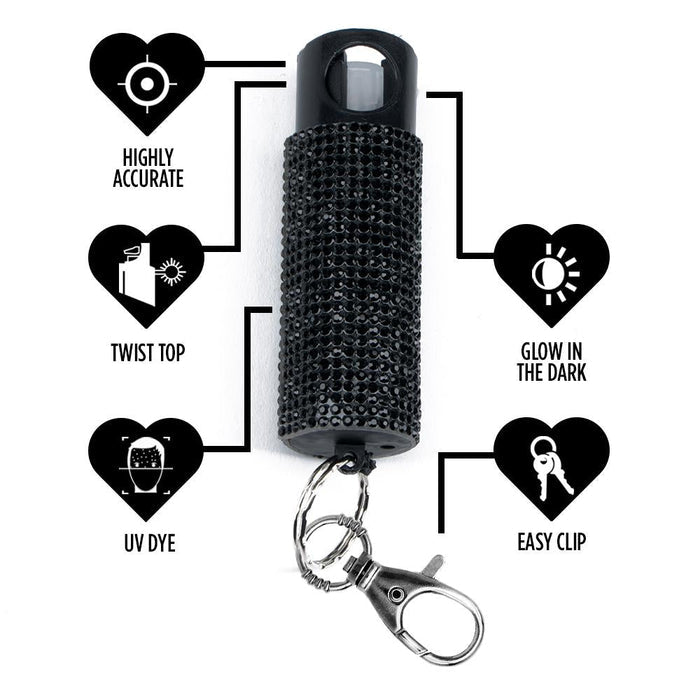 Bling It On - Keychain Pepper Spray with Rhinestones (5 Pack) - Pepper Spray