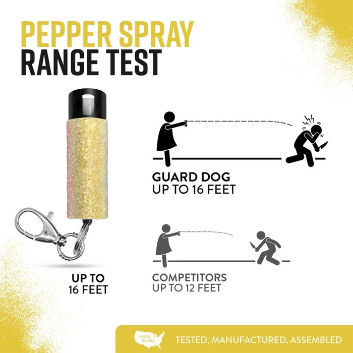 Pepper Spray with Stylish Rhinestone Design | GID w/ Snap Clip