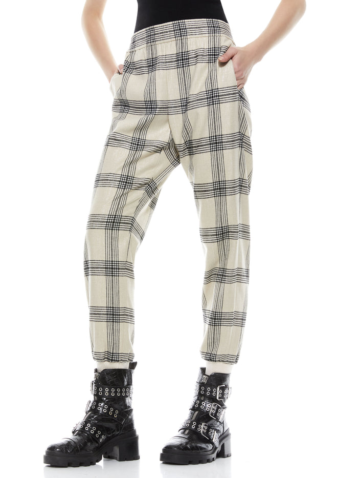 PETE PLAID PULL ON PANT - BONE MULTI