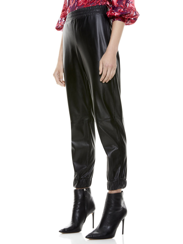 PETE VEGAN LEATHER JOGGER - BLACK