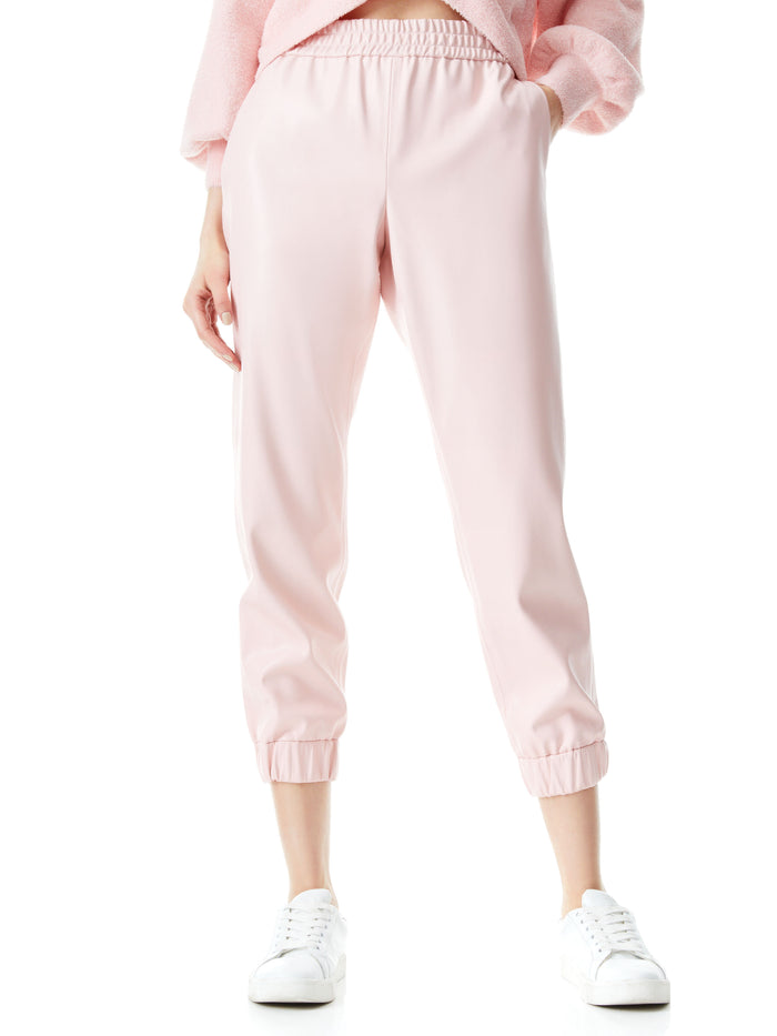 PETE VEGAN LEATHER JOGGER - ENGLISH ROSE