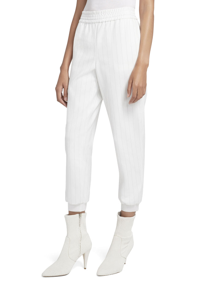 PETE VELVET PULL UP PANT - WHITE/BLACK
