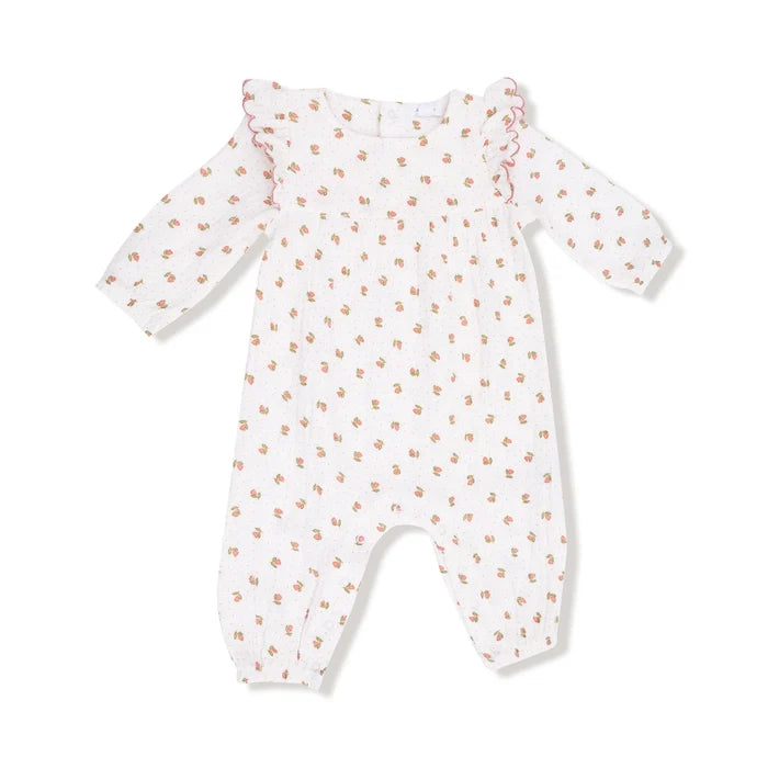 Petite Pointe Fleur Long Sleeve Petal Ruffle Romper
