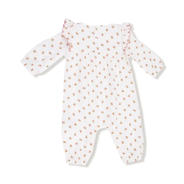 Petite Pointe Fleur Long Sleeve Petal Ruffle Romper