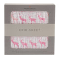 Pink Deer Cotton Muslin Crib Sheet