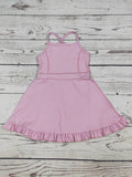Pink Girls Athletic Dress with Ruffle