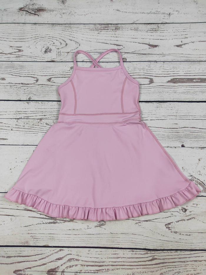 Pink Girls Athletic Dress with Ruffle