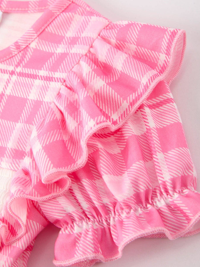 Pink Plaid Smocked Church Christ Bishop Christening Dress