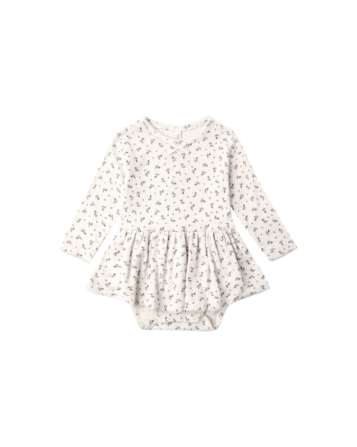 Pointelle Skirted Bodysuit Blue Ditsy
